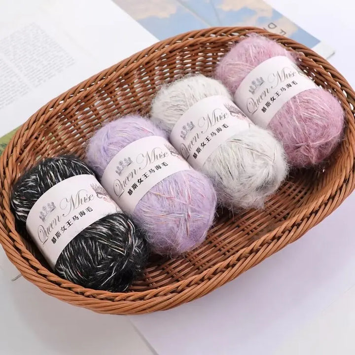 400g Multicolored Rainbow Alpaca Mohair Yarn – Soft Fluffy Knitting Yarn for Sweaters & Shawls (8 Pieces/Bag)