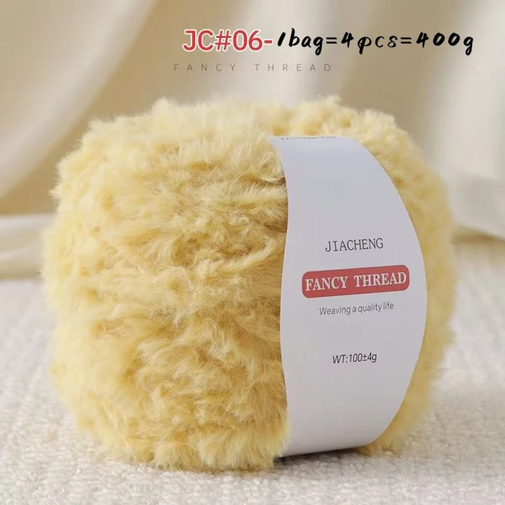 Imitation Fur Long-Haired Yarn – 400g Soft Beginner Knitting Yarn (4 Skeins Set)