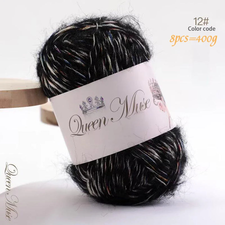400g Multicolored Rainbow Alpaca Mohair Yarn – Soft Fluffy Knitting Yarn for Sweaters & Shawls (8 Pieces/Bag)