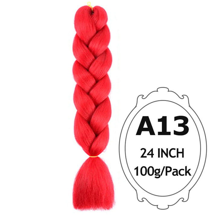 24" Pink Jumbo Braiding Hair – Yaki Texture Synthetic Bulk Extensions (Purple/Red/Green Options)