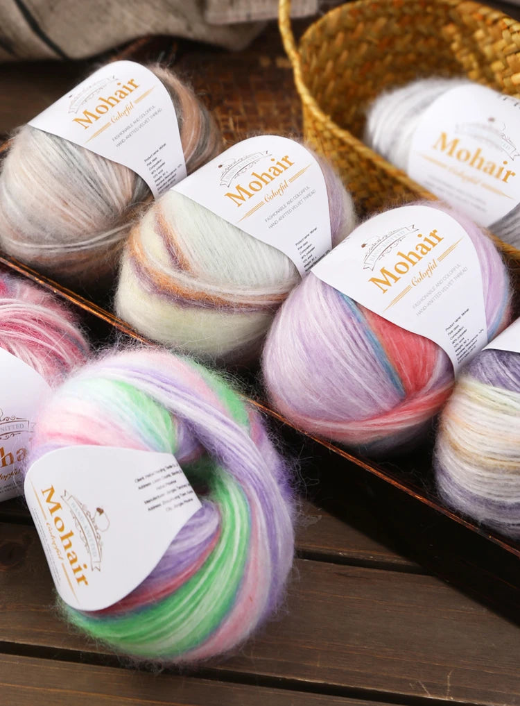 300g Rainbow Gradient Yarn Balls – Colorful Knitting Yarn for Tops, Scarves & DIY Crafts (6 Pieces/Pack)