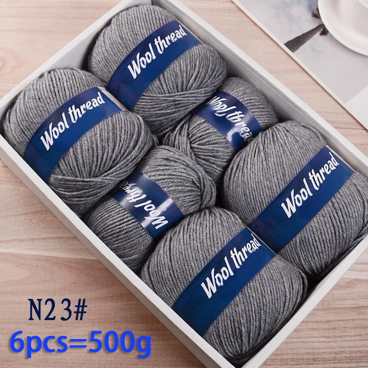 500g Fine Wool & Sheep Cashmere Yarn – Soft Warm Knitting Yarn (6 Pieces/Pack)