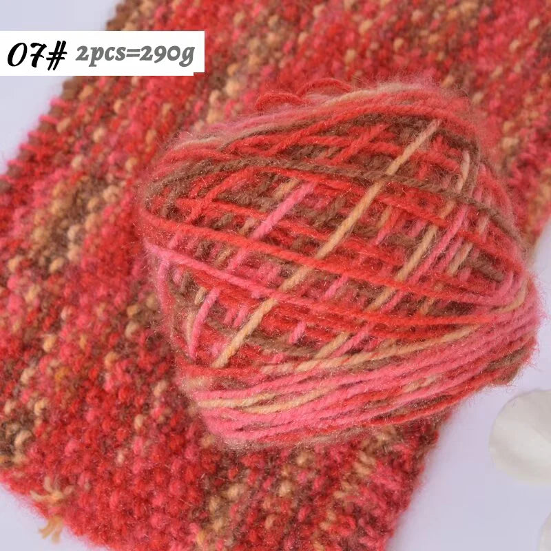 290g Colorful Gradient Imitation Squirrel Yarn – Thick Section-Dyed Yarn for Knitting & Crochet (2 Pcs/Pack)