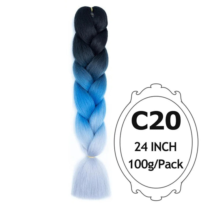 Ombre Braiding Hair 24 Inch – Colorful Jumbo Synthetic Braiding Hair Extensions for Women (Purple, Pink, White, Red, Blue)