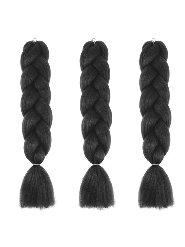3 Packs 24 Inch Rainbow Braiding Hair Extensions – Ombre Synthetic Jumbo Braid Hair for Crochet Braids (Rose Red)