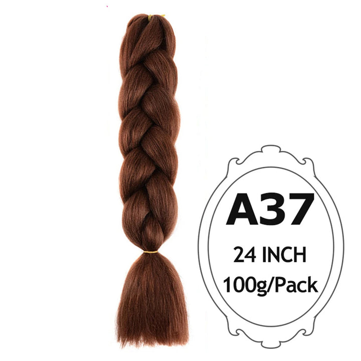 24" Pink Jumbo Braiding Hair – Yaki Texture Synthetic Bulk Extensions (Purple/Red/Green Options)