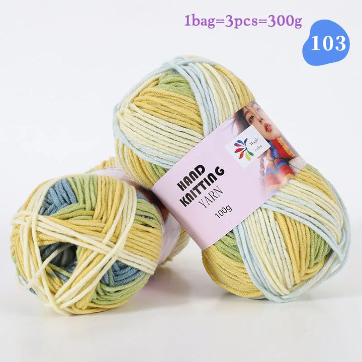High-Quality 7-Strand Gradient Yarn – Medium-Thick Multi-Colored Yarn for Sweaters, Hats, Scarves & DIY Crafts