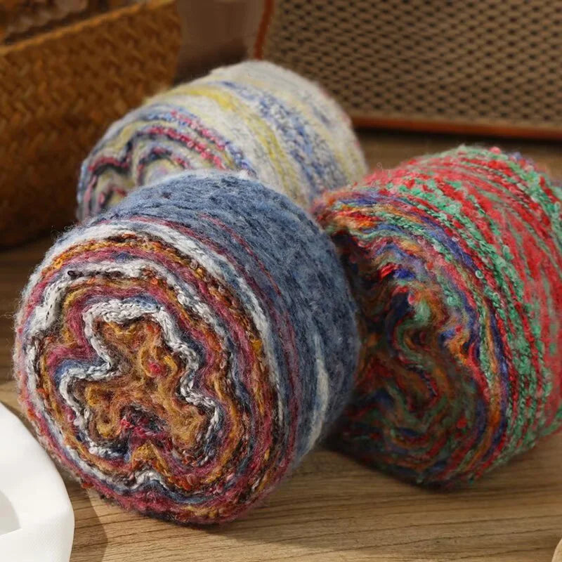 200g Oil Painting Gradient Mohair Wool Yarn (2 Pieces) – Colorful Rainbow Yarn for Sweaters, Coats, Hats & Scarves