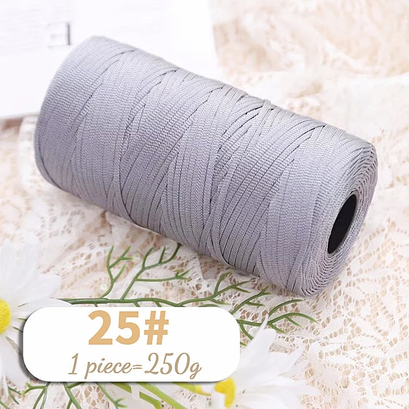 250g Lightweight Flat Ribbon Yarn – Hollow Crochet Yarn for Summer Hats, Bags & DIY Crafts