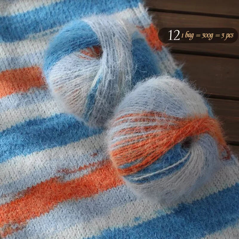 300g Xuebao Gradient Plush Yarn (3 Pieces) – Soft Warm Knitting Yarn for Scarves, Hats, Gloves & Blankets