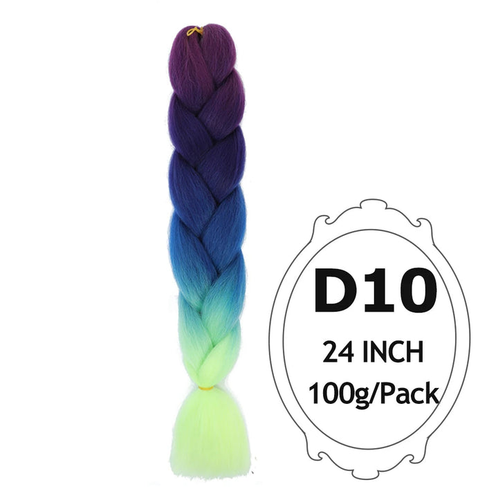 Ombre Braiding Hair 24 Inch – Colorful Jumbo Synthetic Braiding Hair Extensions for Women (Purple, Pink, White, Red, Blue)