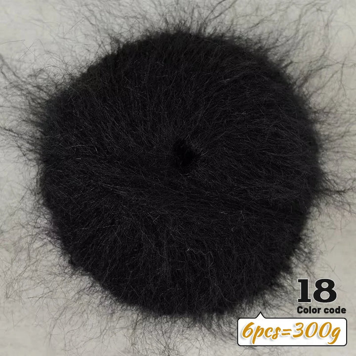 300g Long-Hair Alpaca Mohair Yarn Set (6 Pieces) – Soft Fluffy Knitting Yarn for Sweaters, Shawls & Winter Clothing