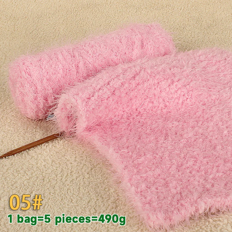 490g Imitation Fur Eyelash Yarn – Thick Roving Yarn for Sweaters, Shawls, Blankets & Cushions