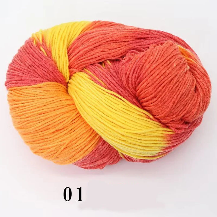 Segment-Dyed Rainbow Wool Yarn – Colorful Knitting Yarn for Sweaters, Scarves, Hats & Gloves