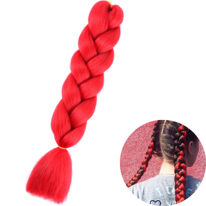 24" Synthetic Yaki Braids Hair – Kanekalon Ombre Jumbo Braiding Extensions for Women