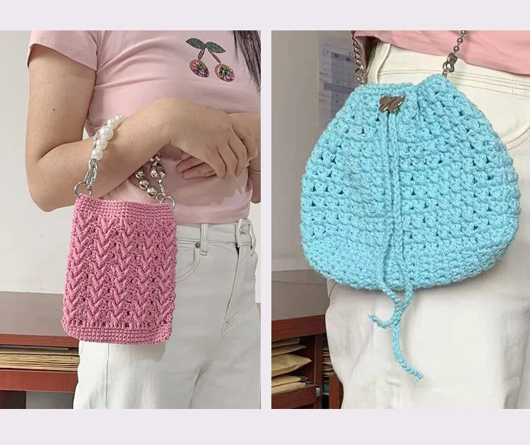 300g Shiny Silver Silk Hollow Yarn – Polyester Crochet Yarn for Bags, Hats, Shoes & DIY Crafts