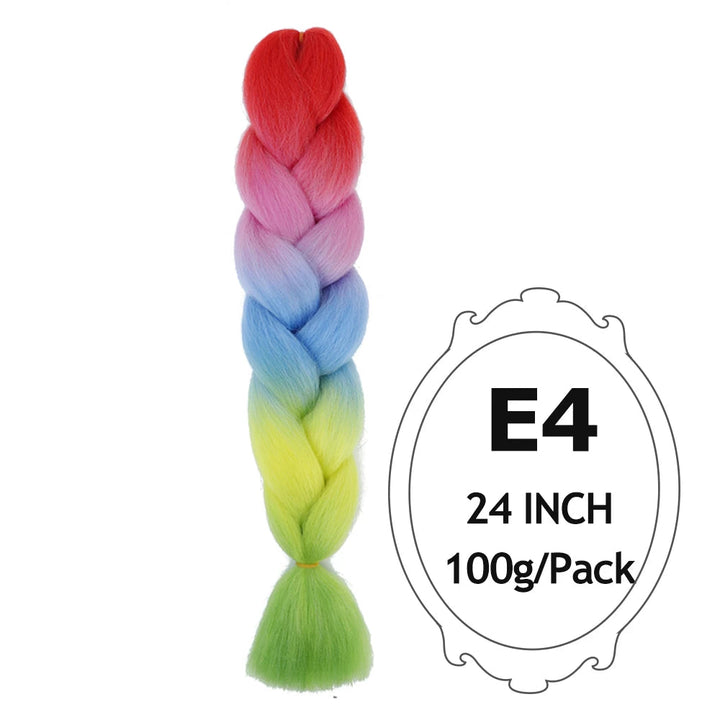 Ombre Braiding Hair 24 Inch – Colorful Jumbo Synthetic Braiding Hair Extensions for Women (Purple, Pink, White, Red, Blue)