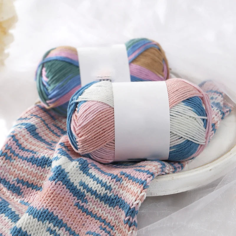 Colorful 6-Strand Gradient Yarn – Segment-Dyed Floral Pattern Yarn for Handmade Crafts