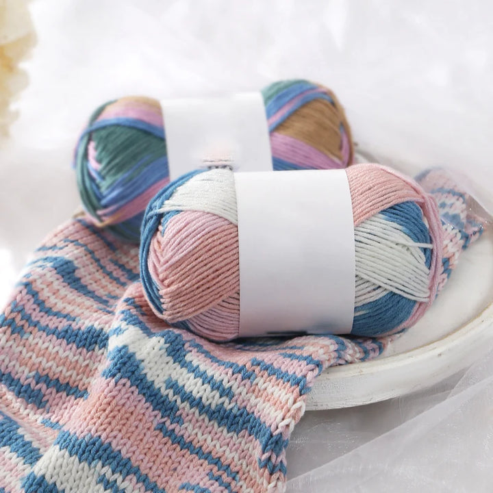 Colorful 6-Strand Gradient Yarn – Segment-Dyed Floral Pattern Yarn for Handmade Crafts