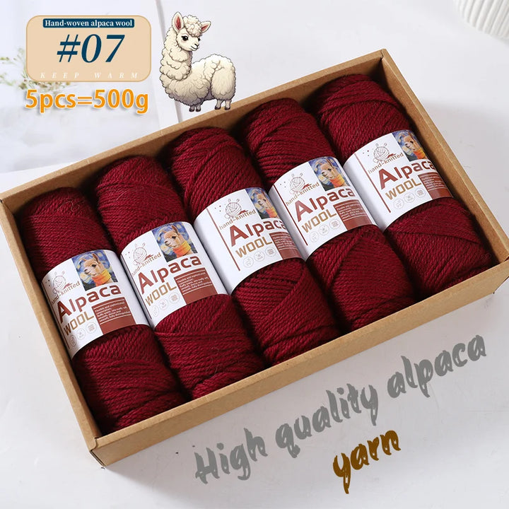 500g Alpaca Wool 245 Stick Stitch Yarn (5 Pieces) – Thick Knitting Yarn for Sweaters, Coats, Blankets & DIY Crafts