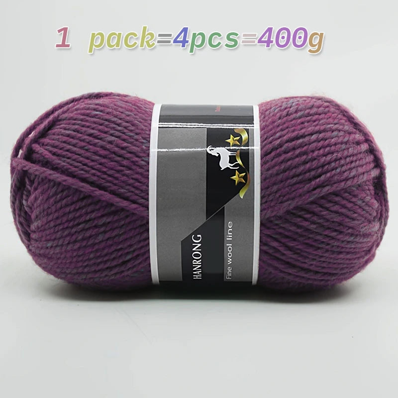 400g Thick Alpaca Wool Yarn – Chunky Knitting Yarn for Sweaters, Scarves, Hats & Coats (4 Skeins Pack)