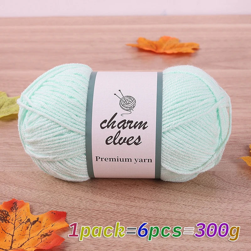 300g Multi-Color Acrylic Milk Yarn – Soft & Strong Knitting Yarn Balls (6 Pieces/Pack)