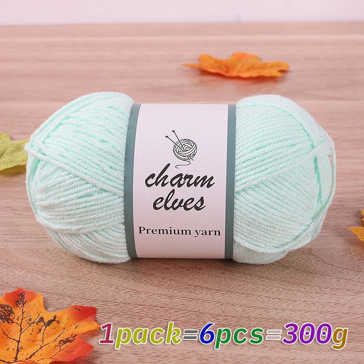 300g Multi-Color Acrylic Milk Yarn – Soft & Strong Knitting Yarn Balls (6 Pieces/Pack)