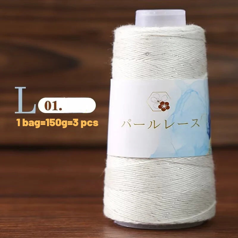 150g Bamboo Fiber & Linen Yarn with Sequins (3 Pieces) – Medium-Fine Yarn for Sweaters, Hats, Gloves & DIY Crafts