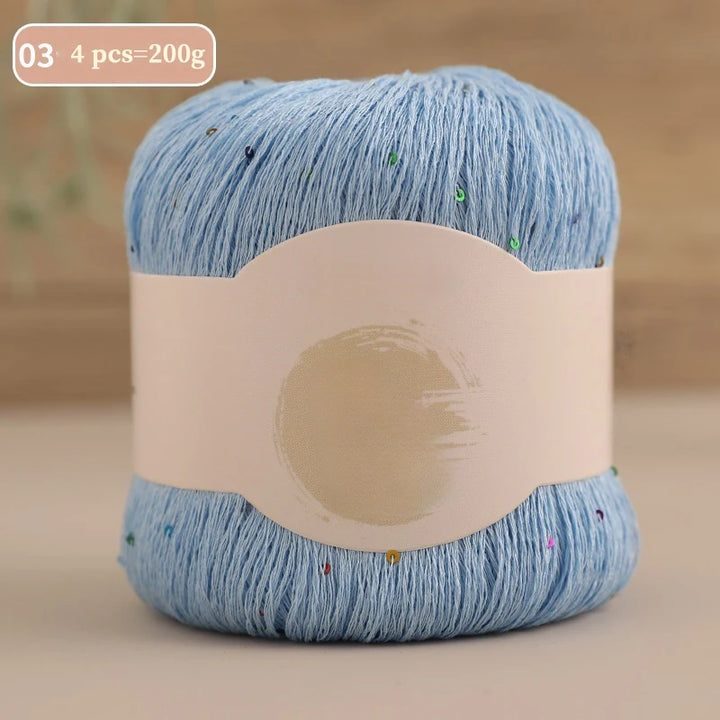 200g Colorful Sequin Yarn – Soft Knitting Yarn for Sweaters, Scarves & DIY Crafts (4 Pieces/Pack)