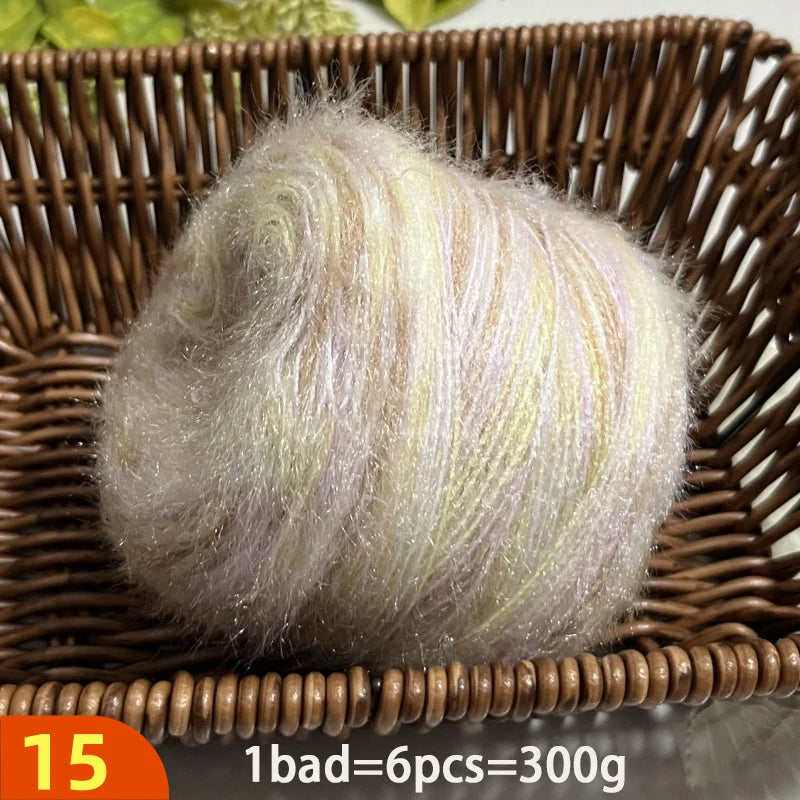 300g Soft Long-Haired Yarn Set – 6-Piece Fluffy Yarn for Knitting & DIY Projects