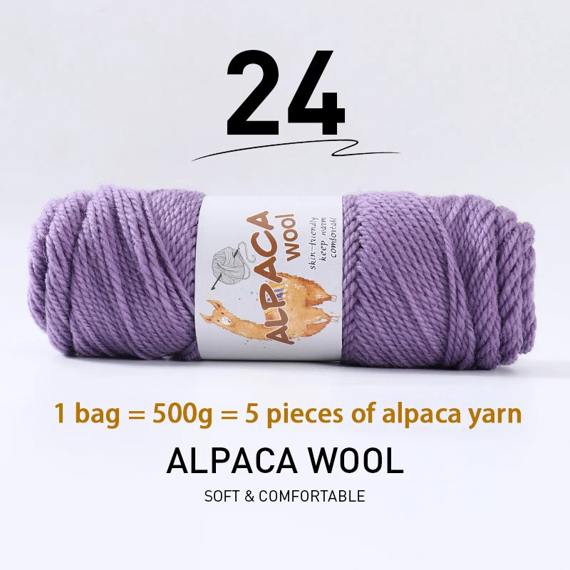 500g Thick Alpaca Wool Yarn Set (5 Skeins) – Soft Warm Knitting Yarn for Sweaters, Scarves, Hats & Winter Crafts