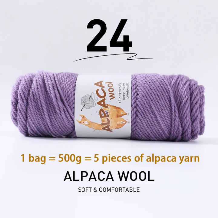 500g Thick Alpaca Wool Yarn Set (5 Skeins) – Soft Warm Knitting Yarn for Sweaters, Scarves, Hats & Winter Crafts