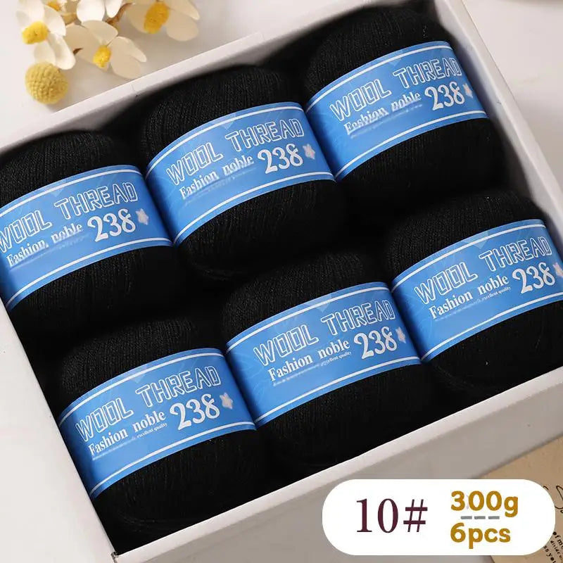 300g 238 Pure Wool Yarn (6 Pack) – High-Quality Knitting Yarn for Sweaters, Vests & Hats