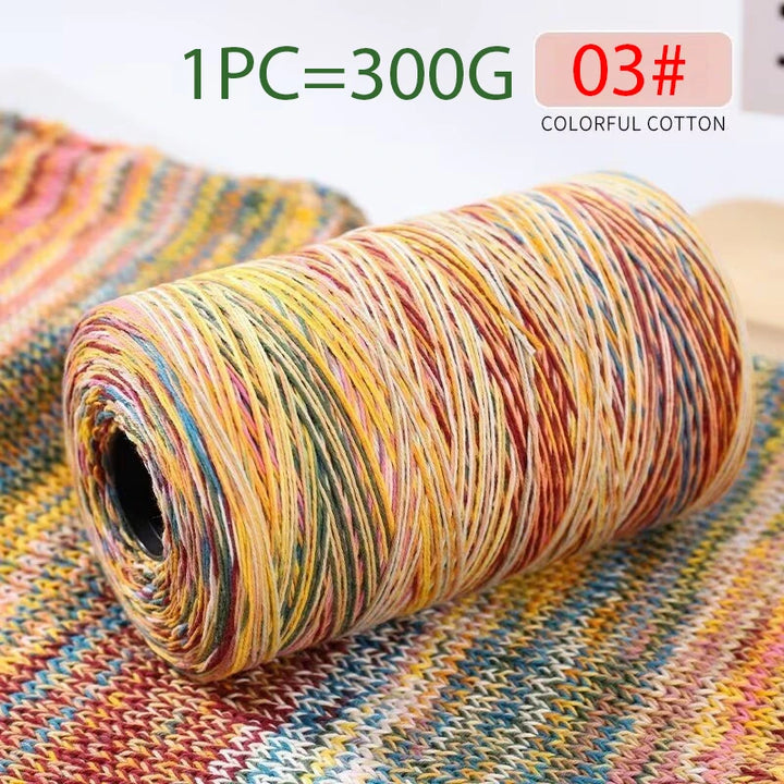 300g 100% Cotton Rainbow Section-Dyed Yarn – Retro Knitting Yarn for Sweaters, Scarves, Hats & DIY Accessories