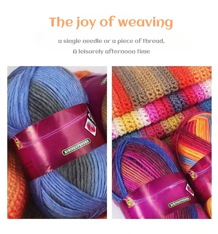 300g Gradient Long-Section Dyed Wool Yarn Set (3 Pieces) – Soft Hand-Knitting Yarn for Sweaters, Shawls, Hats & Scarves