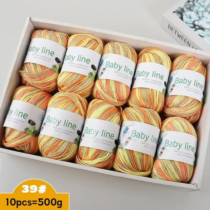 500g Soft Medium-Thick Knitting Yarn Set (10 Pieces) – Cozy Yarn for Sweaters, Hats, Scarves & Crochet Projects