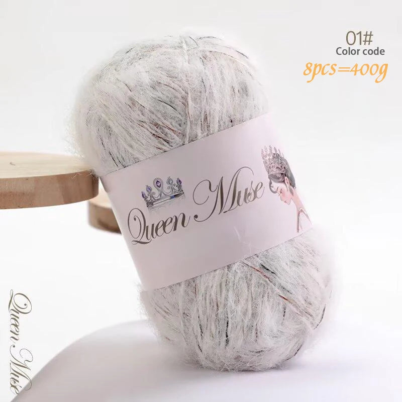 400g Multicolored Rainbow Alpaca Mohair Yarn – Soft Fluffy Knitting Yarn for Sweaters & Shawls (8 Pieces/Bag)