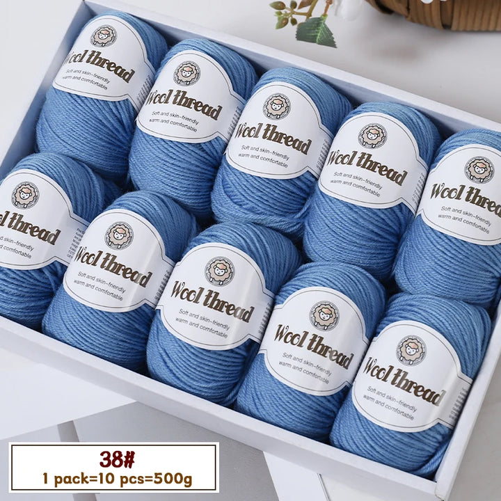 500g Fine Wool Knitting Yarn – Soft Handmade Yarn for Sweaters, Scarves, Hats & DIY Crafts (10 Skeins)
