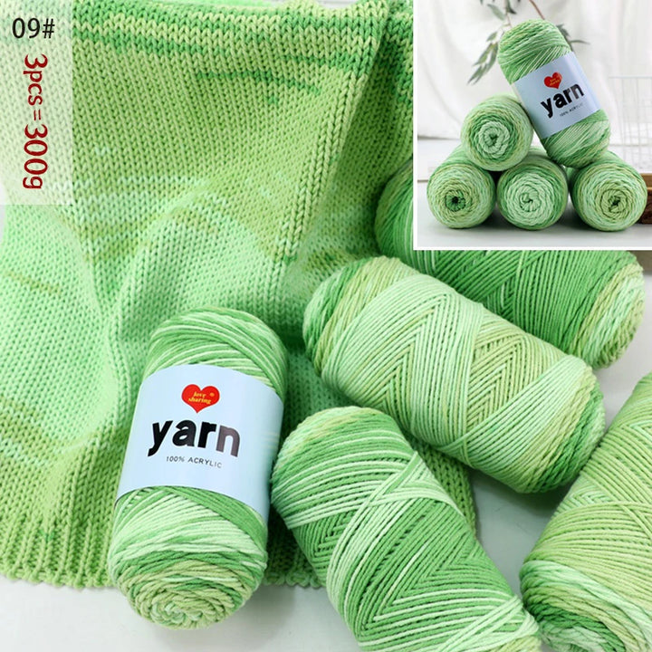 300g Rainbow Gradient Acrylic Yarn Set (3 Pieces) – Medium-Thick Knitting Yarn for Sweaters, Scarves, Hats & DIY Crafts