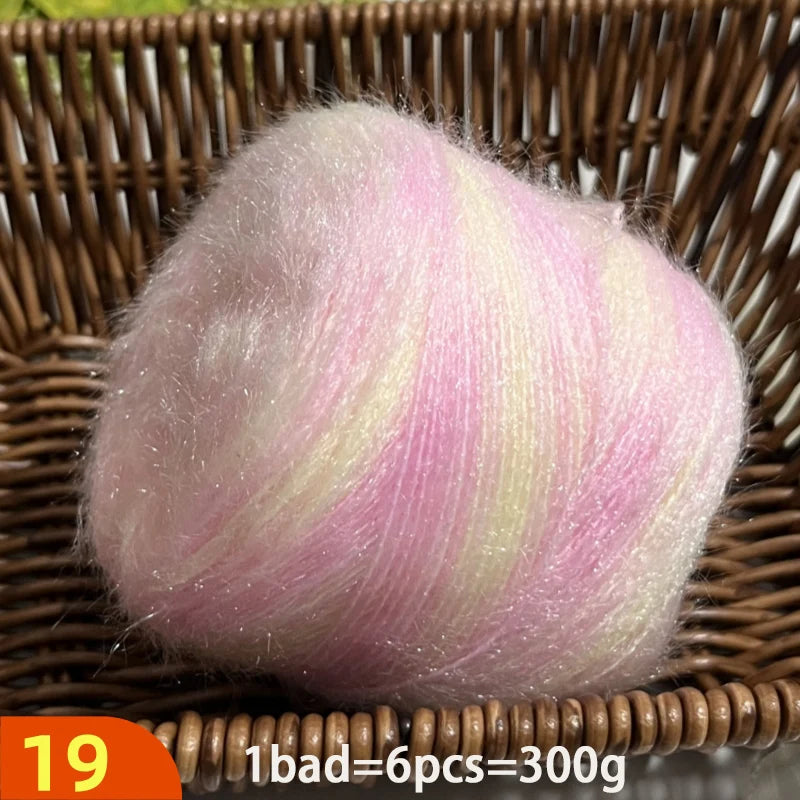 300g Soft Long-Haired Yarn Set – 6-Piece Fluffy Yarn for Knitting & DIY Projects