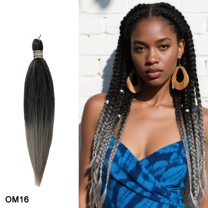 Hair extension with next to a woman with styled hair.