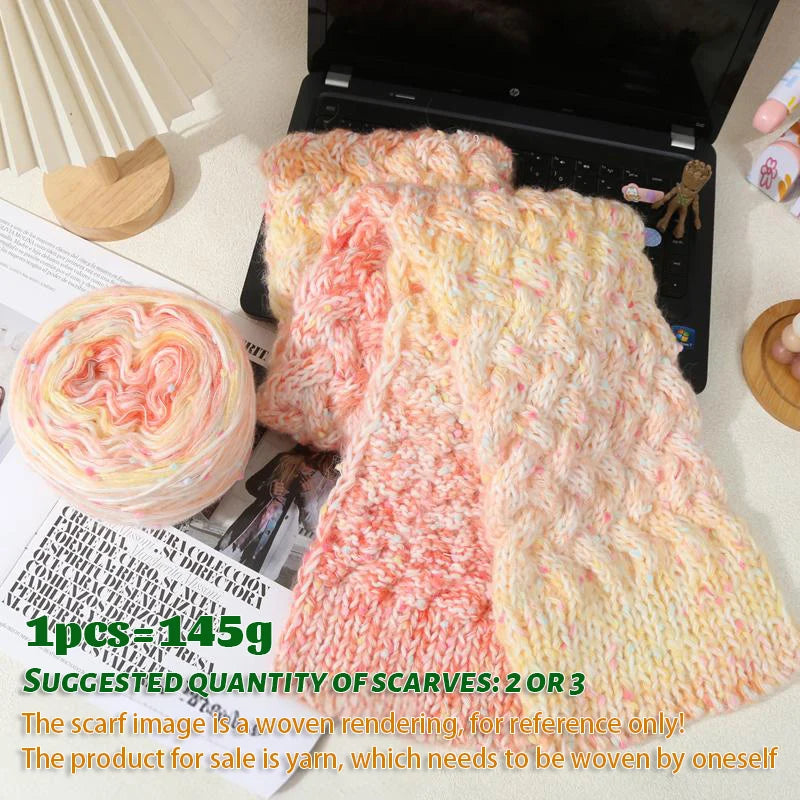 145g Gradient Dot Wool Yarn Ball – Soft Long-Dye Knitting Yarn for Scarves, Hats & Fashion Accessories
