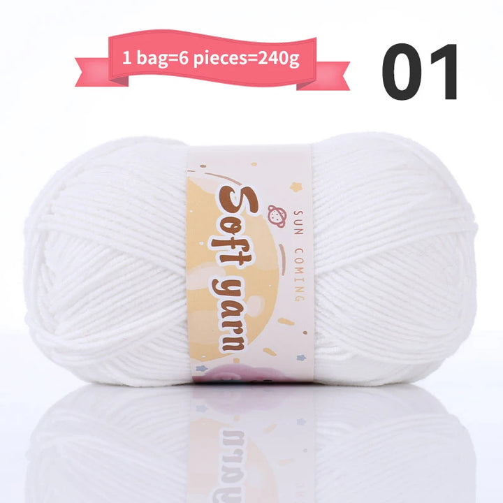 240g Medium-Thin Combed Yarn – Soft DIY Knitting & Crochet Yarn Balls (6 Pieces / Pack)