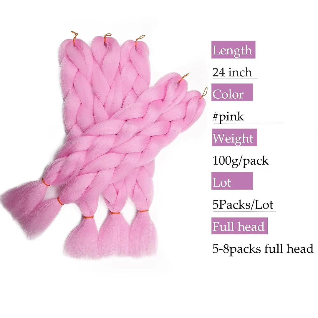 24 Inch Jumbo Braiding Hair – Synthetic Kanekalon Afro Ombre Extensions for Children’s Braids