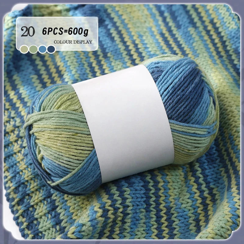 Colorful 6-Strand Gradient Yarn – Segment-Dyed Floral Pattern Yarn for Handmade Crafts
