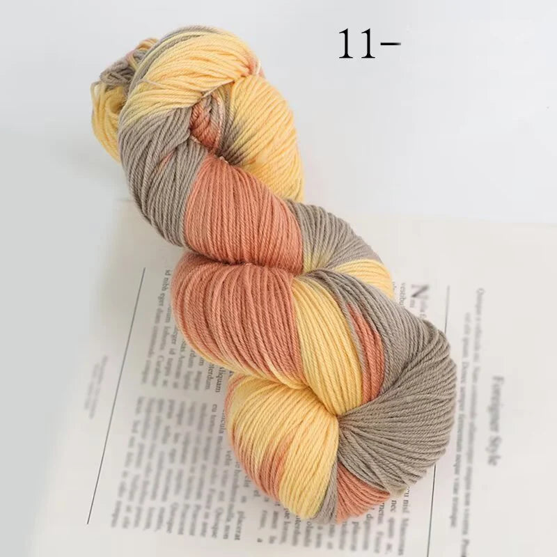 Segment-Dyed Rainbow Wool Yarn – Colorful Knitting Yarn for Sweaters, Scarves, Hats & Gloves