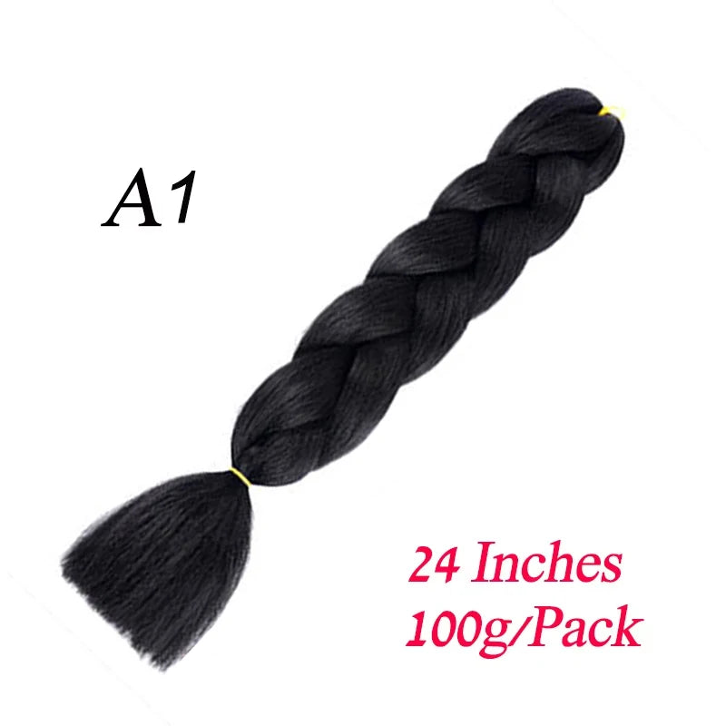 24 Inch Synthetic Ombre Jumbo Braiding Hair – DIY Braid Extensions for Women (Purple/Pink/Yellow/Red)