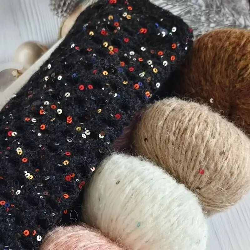 300g Colorful Sequined Alpaca Yarn – Soft Knitting Yarn for Sweaters, Scarves & Hats (6 Pieces/Pack)