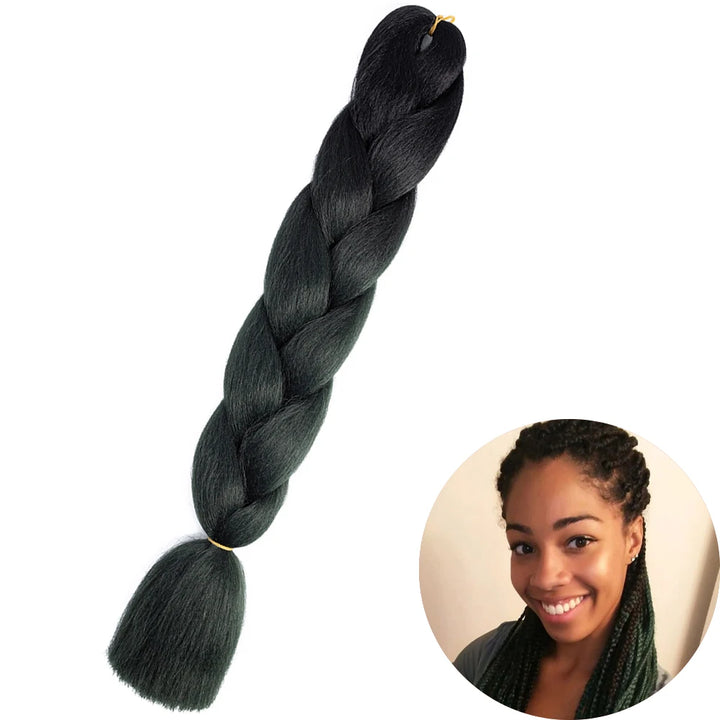 🌈 Synthetic Braiding Hair 24 Inch – Jumbo Ombre Braid Extensions (Purple, Pink, Yellow, Red)