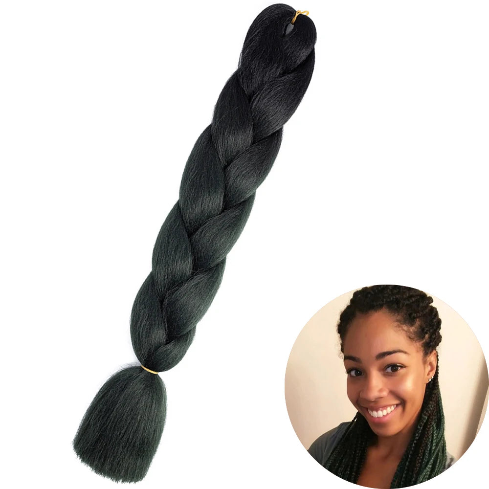 24" Synthetic Yaki Braids Hair – Kanekalon Ombre Jumbo Braiding Extensions for Women